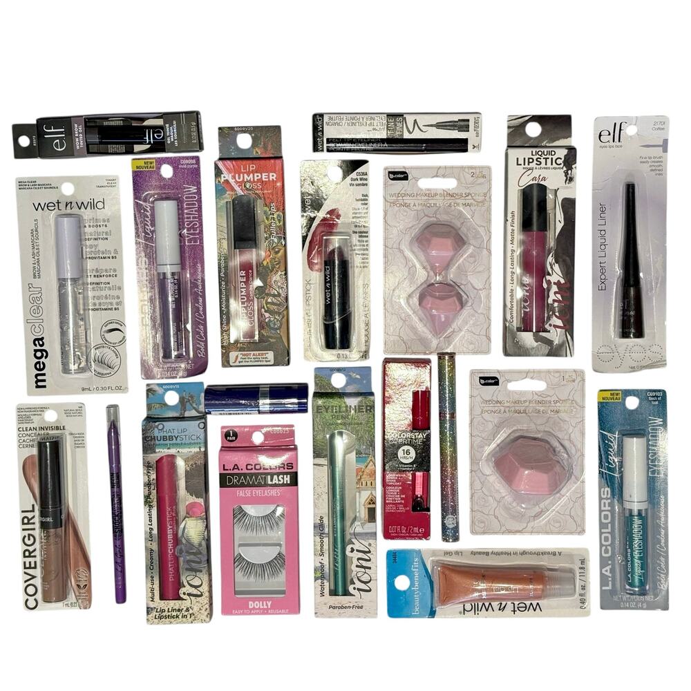 NEW Makeup Lot of 20 Mixed Bundle Eyeshadow Mascara Lipstick Eyelash Concealer - Picture 1 of 5
